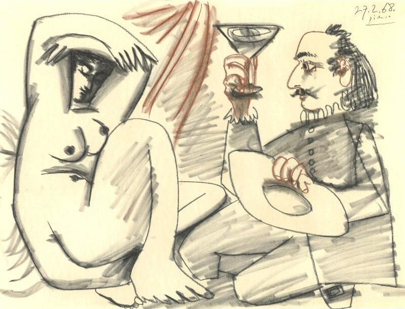 1968 Mousquetaire Е la coupe et nu couchВ. Пабло Пикассо (1881-1973) Период: 1962-1973