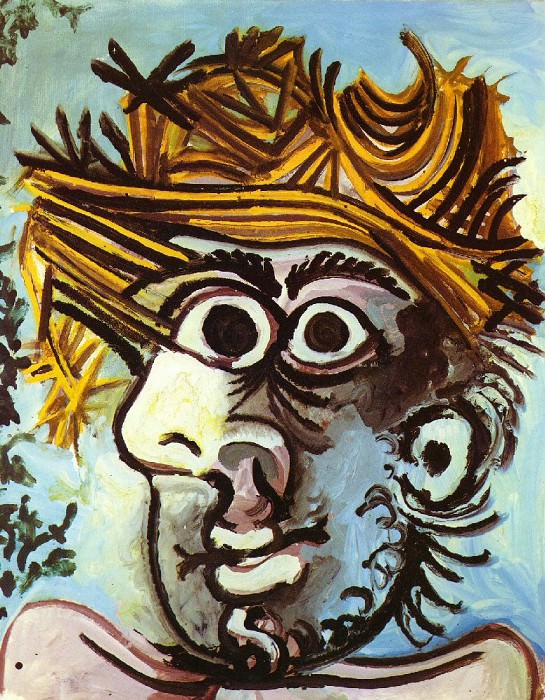 1971 TИte dhomme au chapeau de paille, Pablo Picasso (1881-1973) Period of creation: 1962-1973