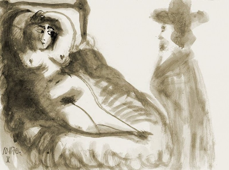 1970 Femme allongВe et gentilhomme, Пабло Пикассо (1881-1973) Период: 1962-1973
