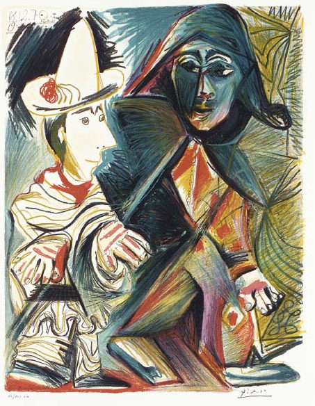 1972 Pierrot et Arlequin. Пабло Пикассо (1881-1973) Период: 1962-1973