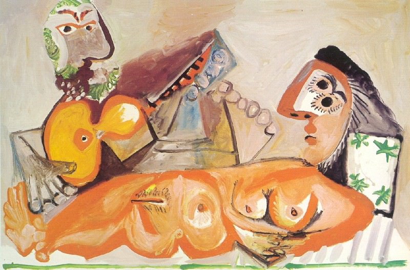1970 Nu couchВ et homme jouant de la guitare. Pablo Picasso (1881-1973) Period of creation: 1962-1973