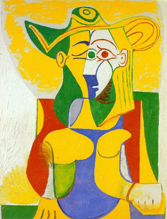 1962 Femme assise au chapeau jaune et vert. Пабло Пикассо (1881-1973) Период: 1962-1973
