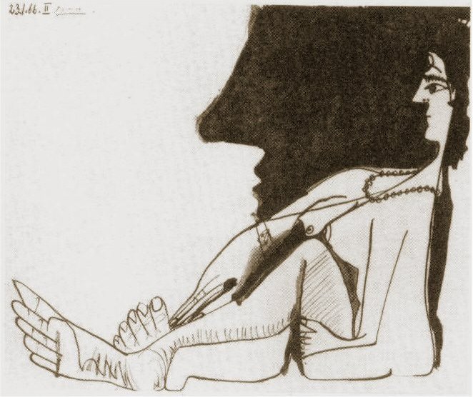 1966 Femme assise de profil, Pablo Picasso (1881-1973) Period of creation: 1962-1973