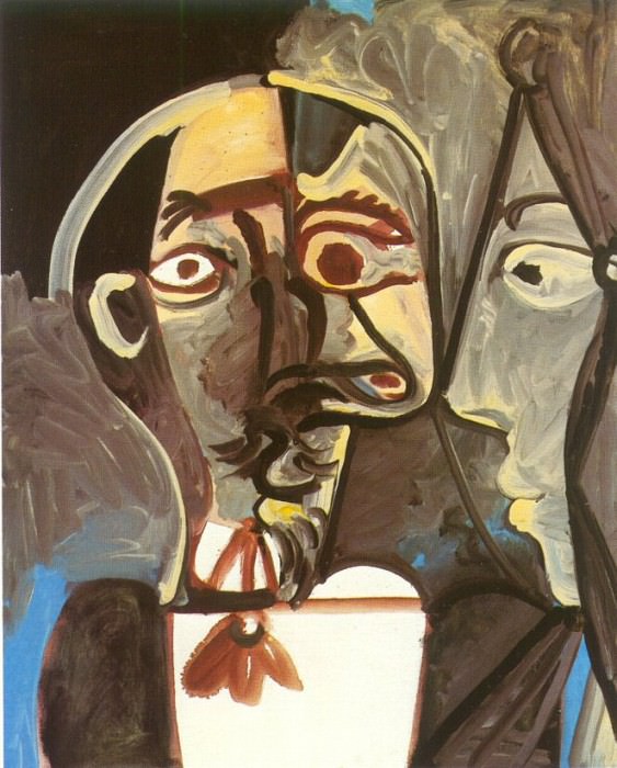 1971 Buste dhomme et visage de femme de profil, Пабло Пикассо (1881-1973) Период: 1962-1973