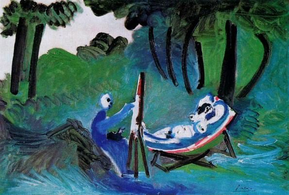 1963 Le peintre et son modКle dans un paysage III. Пабло Пикассо (1881-1973) Период: 1962-1973