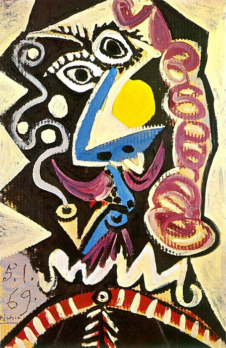 1969 TИte dhomme Е la pipe, Pablo Picasso (1881-1973) Period of creation: 1962-1973