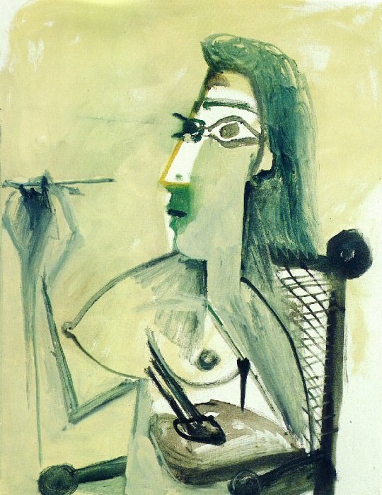 1965 Femme nue peignant assise dans un fauteuil. Пабло Пикассо (1881-1973) Период: 1962-1973