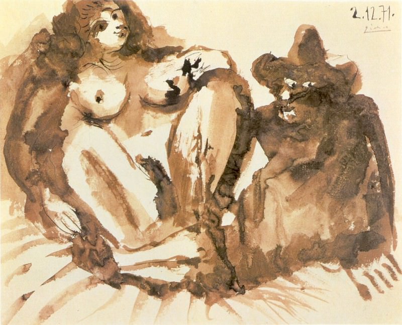 1971 Nu et homme assis. Пабло Пикассо (1881-1973) Период: 1962-1973