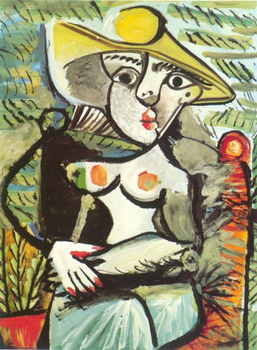 1971 Femme au chapeau assise. Пабло Пикассо (1881-1973) Период: 1962-1973