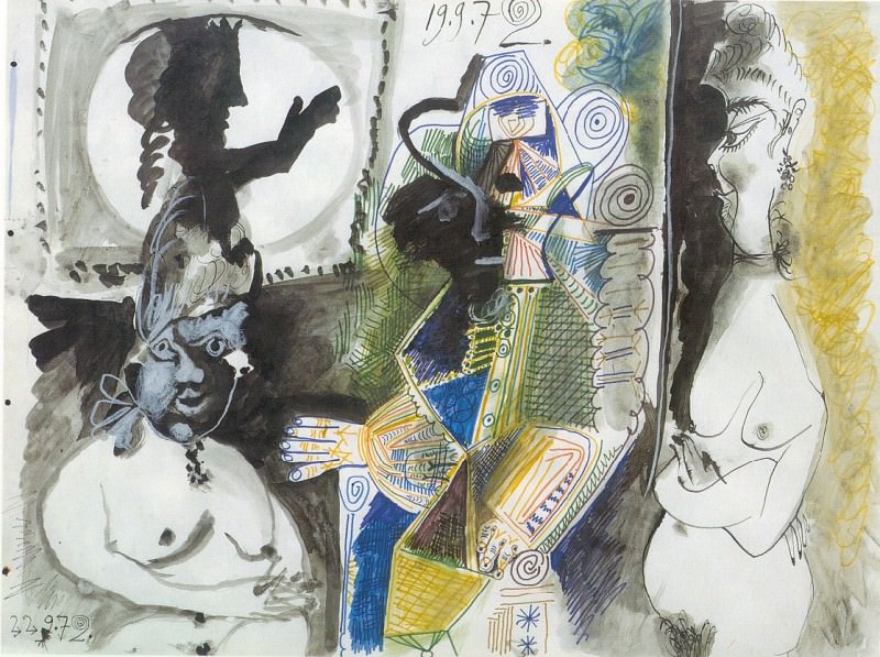 1972 Mousquetaire et deux nus, Пабло Пикассо (1881-1973) Период: 1962-1973