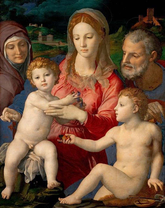 Agnolo Bronzino (1503-1572) -- Holy Family with Saints Anne and John the Baptist. Kunsthistorisches Museum
