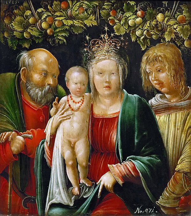 Albrecht Altdorfer -- Holy Family and an Angel. Kunsthistorisches Museum