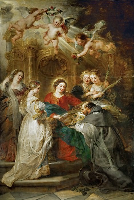 Peter Paul Rubens -- Ildefonso Altarpiece; central panel with Holy Virgin Appears to Saint Ildefonso. Kunsthistorisches Museum