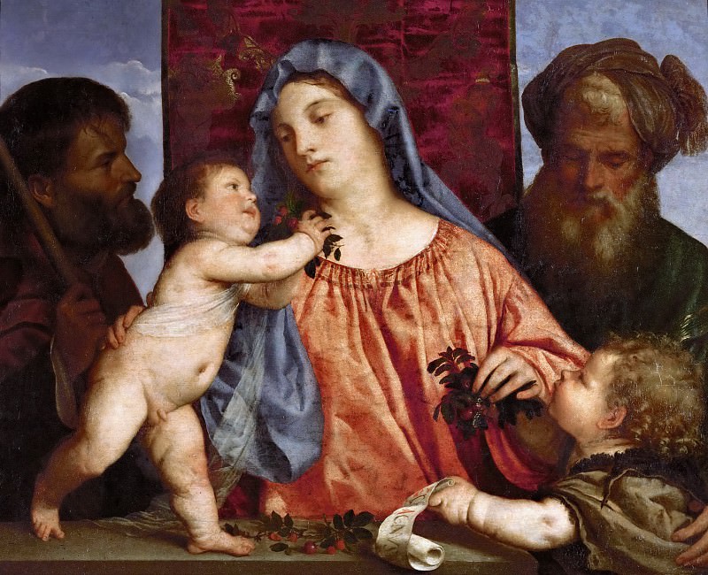 Madonna of the Cherries. Titian (Tiziano Vecellio)