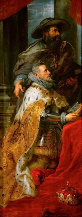 Peter Paul Rubens -- Ildefonso Atarpiece; detail of left wing with Albrecht VII, Archduke of Austria and Governor of the Netherlands. Kunsthistorisches Museum