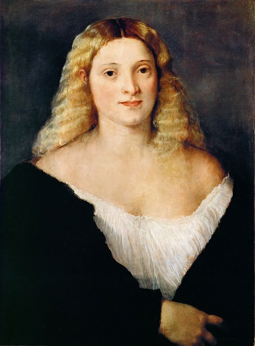 Young Woman in a Black Dress. Titian (Tiziano Vecellio)