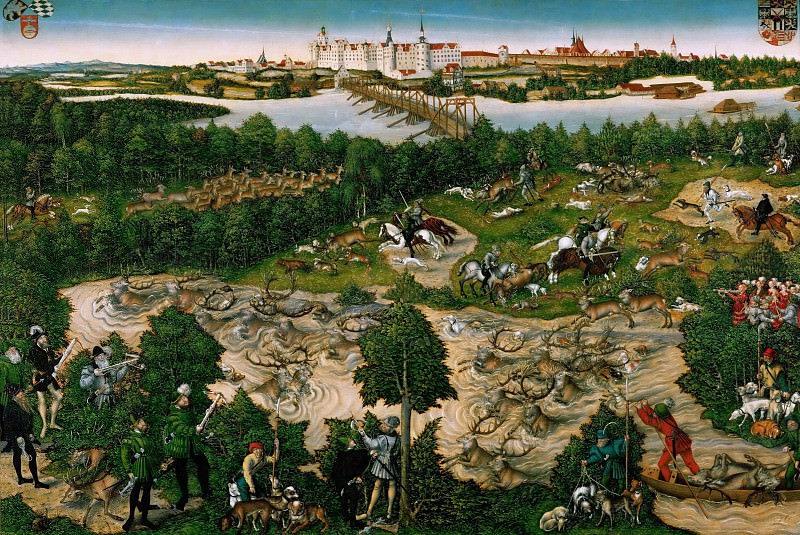 Lucas Cranach the younger -- The Stag hunt of Elector Johann Friedrich. Kunsthistorisches Museum