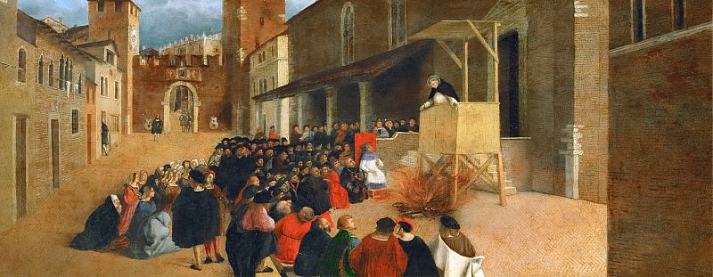 Lorenzo Lotto -- Sermon of Saint Dominic in Rencanati. Kunsthistorisches Museum