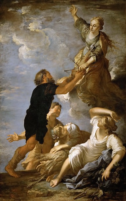 Salvator Rosa (1615-1673) -- Astrea, Goddess of Agriculture and Fertility, Turns Away from Earth and Leaves Scales and Sword to the Shepherds. Kunsthistorisches Museum