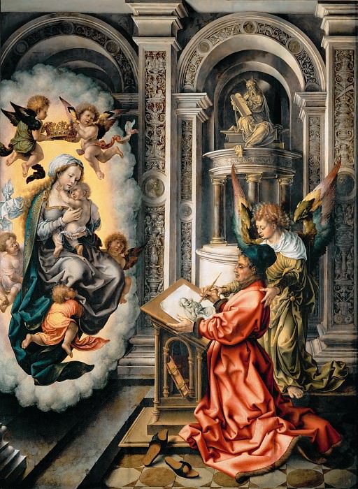 Jan Gossaert (c. 1478-1532) -- Saint Luke Painting the Virgin and Child. Kunsthistorisches Museum