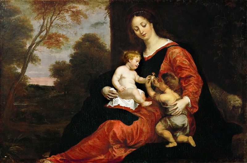 Герард Сегерс - Мадонна с младенцем и маленьким Иоанном Крестителем и щегол. Музей истории искусств