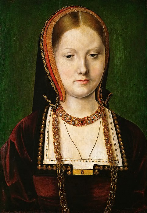 Michael Sittow (c. 1468-1525 or 1526) -- Portrait of a Lady, identified as Catherine of Aragon (1485-1536). Kunsthistorisches Museum