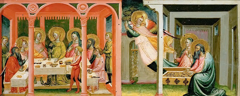 Bicci di Lorenzo (1378-1452) -- Scenes from the Story of Tobias: Tobias marries Sarah; the Archangel Raphael leaves Tobias and his wife Anna. Kunsthistorisches Museum