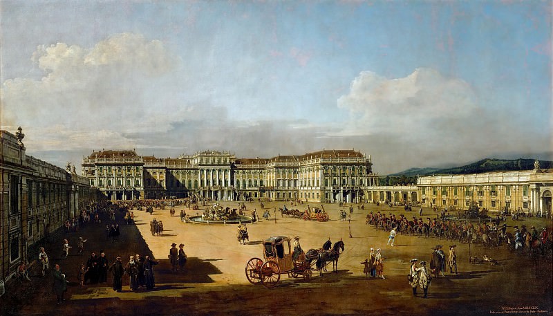 Bernardo Bellotto (1721-1780) -- Schönbrunn Palace in Vienna, as Seen from the Courtyard. Kunsthistorisches Museum