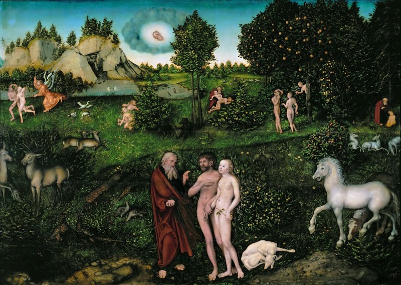 Лукас Кранах I - Адам и Ева в Эдеме. Музей истории искусств