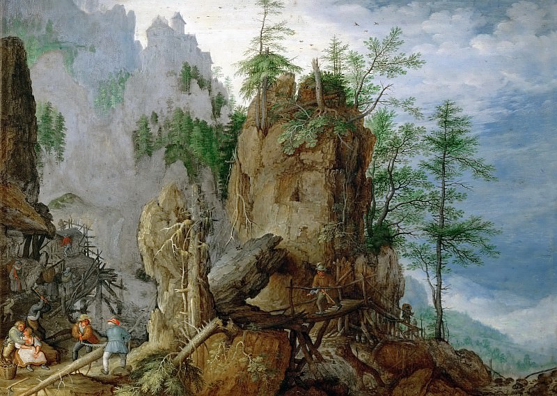 Roelandt Savery (1576-1639) -- Mountain Landscape with Woodcutters. Kunsthistorisches Museum