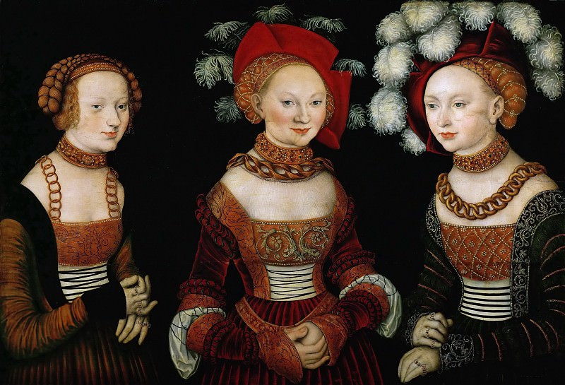 Lucas Cranach the elder -- Princesses Sibylla, Emilia, and Sidonia of Saxony, Kunsthistorisches Museum