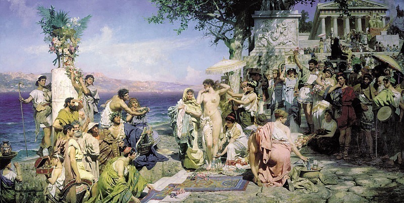 Phryne on the festival of Poseidon in Elevzine. 1889. Canvas. Henryk Semiradsky