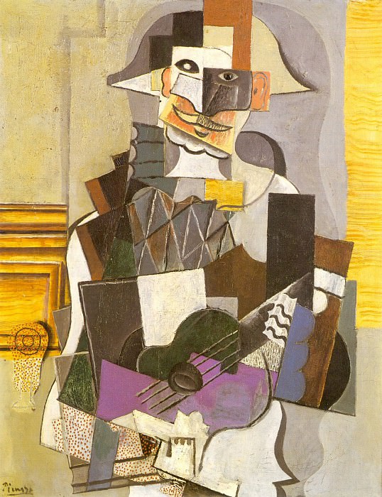 1914 Arlequin Е la guitare. Pablo Picasso (1881-1973) Period of creation: 1908-1918 (Arlequin jouant de la guitare)