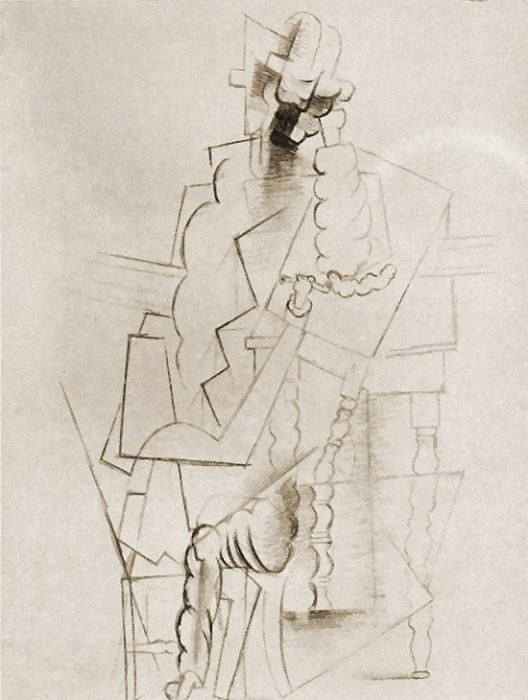 1914 Homme Е la pipe attablВ. Pablo Picasso (1881-1973) Period of creation: 1908-1918 (Homme Е la pipe accoudВ sur une table)