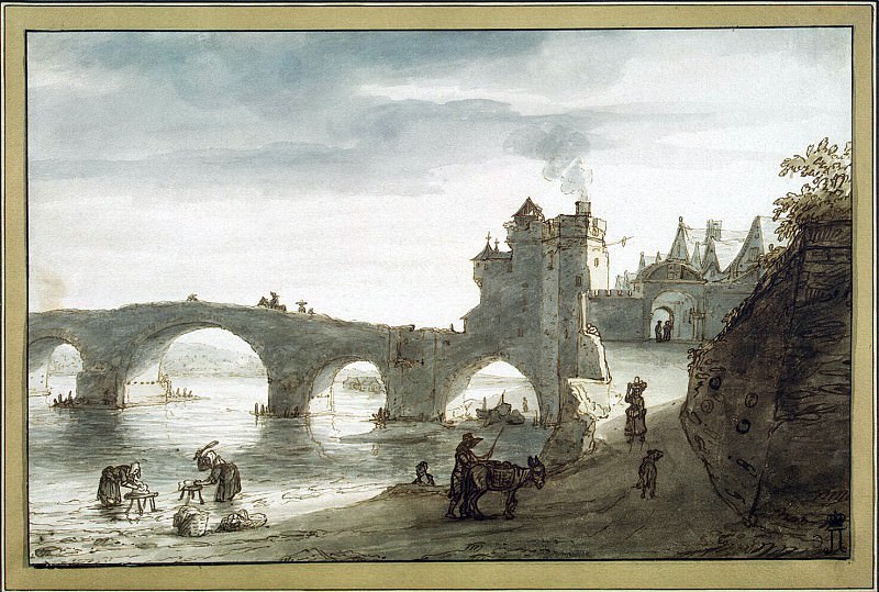 Doomer, Lambert Harmensz - Bridge over the Loire in Amboise. Hermitage ~ part 04
