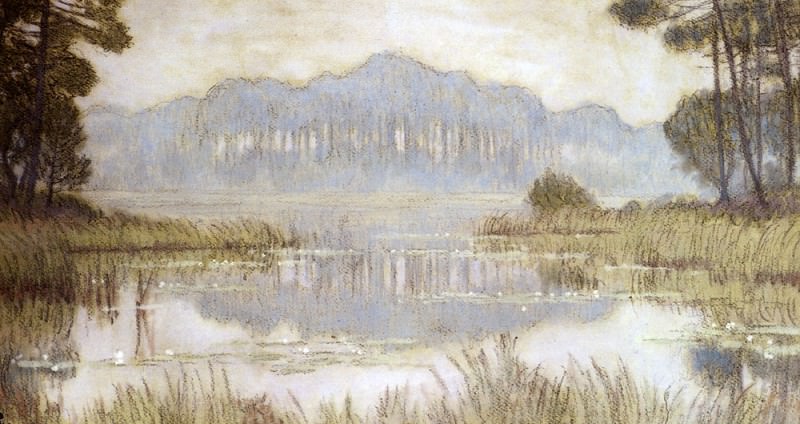 Обюртен, Жан Франсис - Пейзаж с заросшим прудом. Французские художники