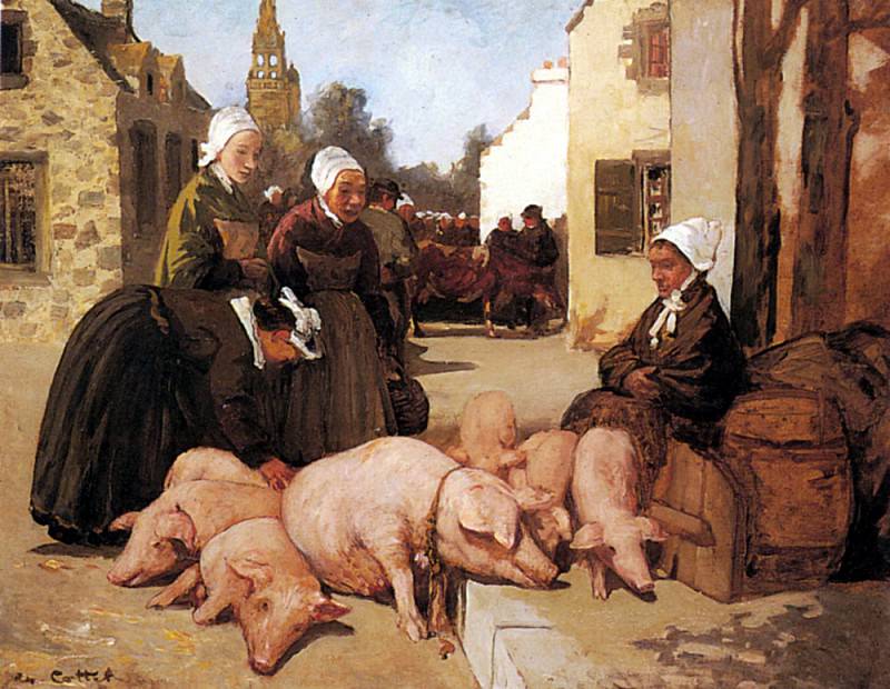 Cottet Charles Selling Livestock. French artists