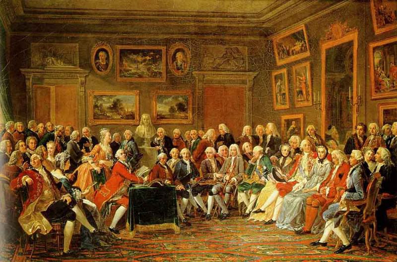 ЛЕМОНЬЕ, Анисет Шарль Габриель - В салоне мадам Жоффрен в 1755 году. Французские художники