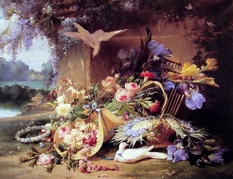 Elegant Still Life with Flowers. French artists
