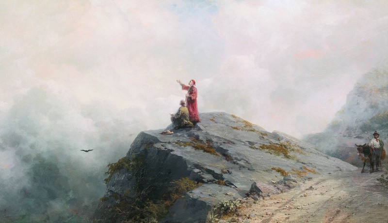 Данте указывает художнику на необыкновенные облака 1883 60х102, Иван Константинович Айвазовский