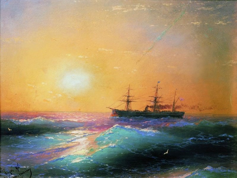 Закат на море 1886 25,2х33,2. Иван Константинович Айвазовский