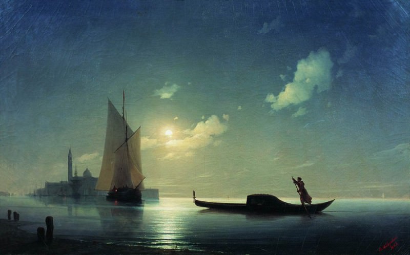 Gondolier at sea at night 73h112 1843. Ivan Konstantinovich Aivazovsky