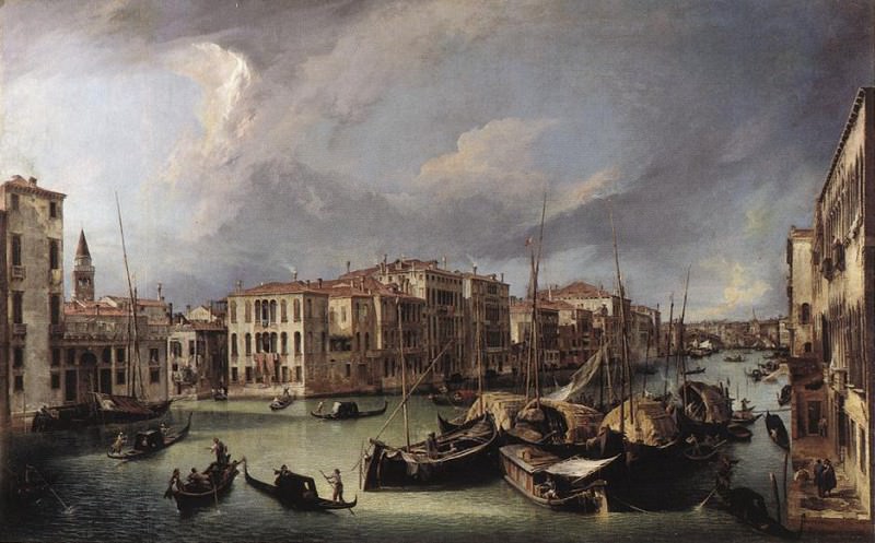 The Grand Canal with the Rialto Bridge in the Background. Canaletto (Giovanni Antonio Canal)