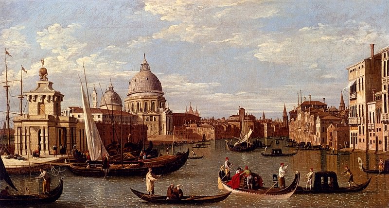 Canal Giovanni Antonio View Of The Grand Canal And Santa Maria Della Salute With Boats And Figures In The Foreground Venice. Canaletto (Giovanni Antonio Canal)