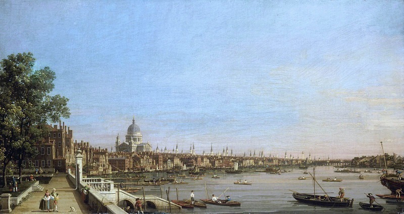 The Thames from the Terrace of Somerset House, Looking toward St. Paul’s. Canaletto (Giovanni Antonio Canal)