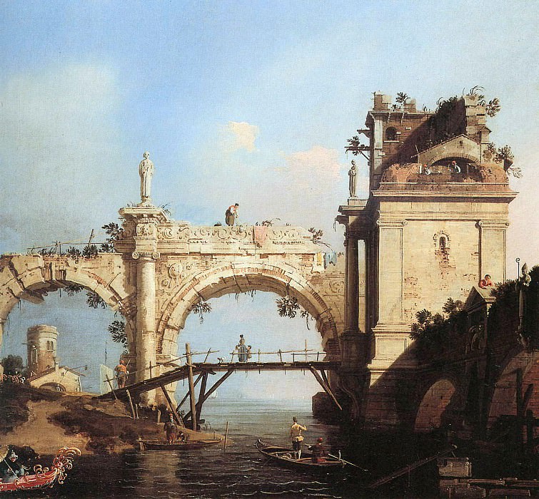 Capriccio and ruined arcade. Canaletto (Giovanni Antonio Canal)