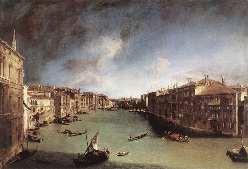 Grand Canal Looking Northeast From Palazo Balbi Toward The Rialto Bridge. Canaletto (Giovanni Antonio Canal)