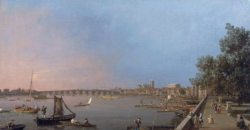 The Thames from the Terrace of Somerset House, Looking toward Westminster. Canaletto (Giovanni Antonio Canal)