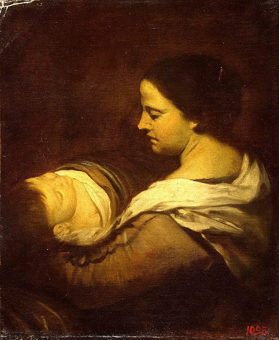 Martinez del Mazo, Juan Bautista. Mother with sleeping baby. Hermitage ~ part 08