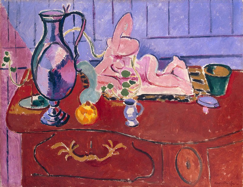 Matisse, Henry. Pink Statuette and a pitcher on the red chest. Hermitage ~ part 08